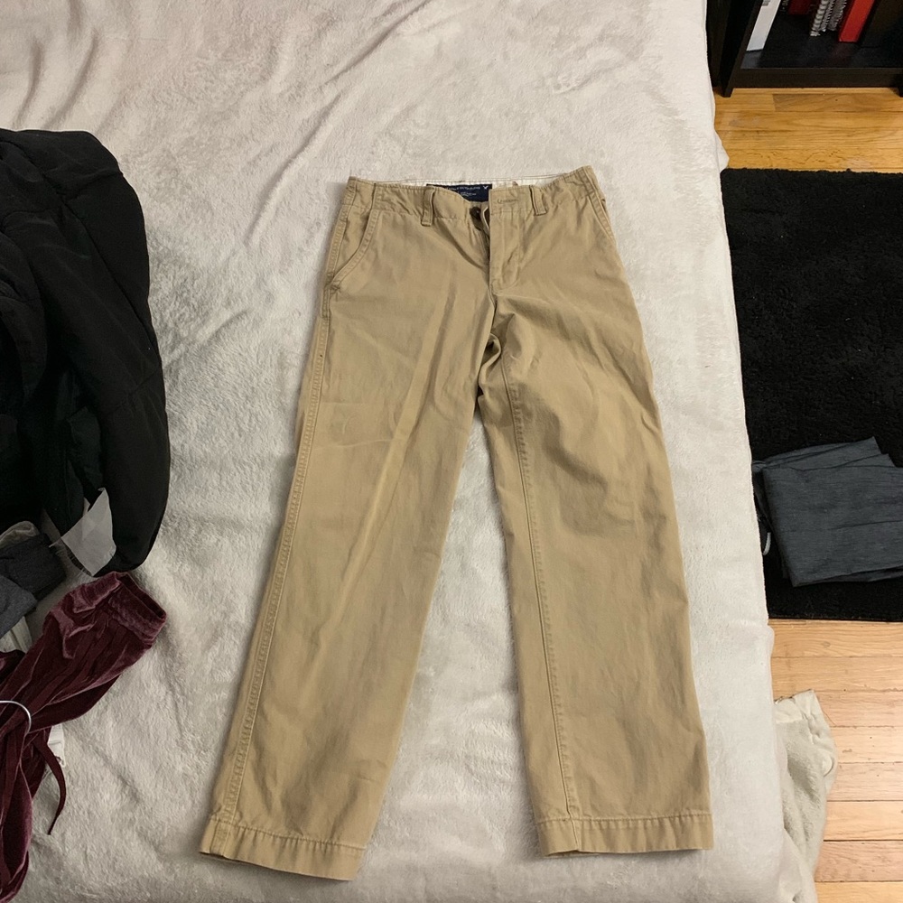 men’s relaxed fit american eagle khaki pants 28x30 - Picture 1 of 4